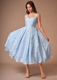 Briac Powder Blue A Line Midi Dress