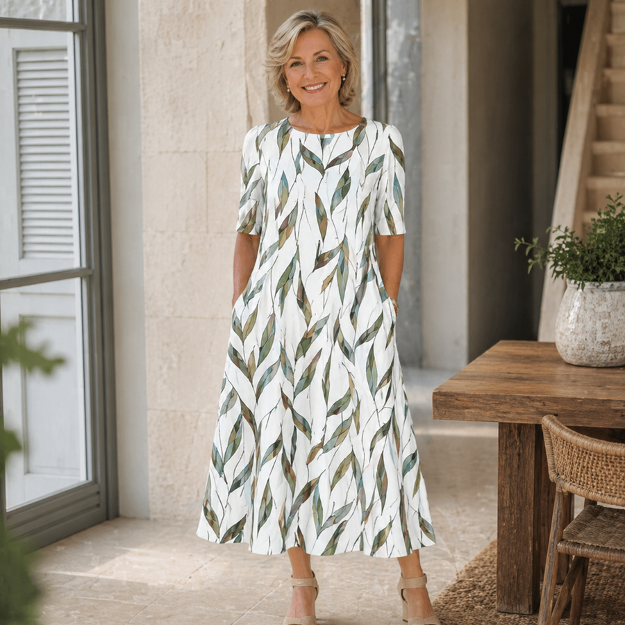 Rachel - Floral Midi Dress with Pockets