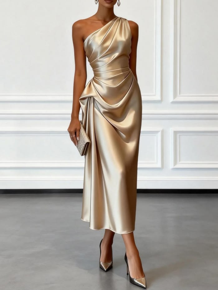 Vestido Midi Con Corse Drapeado Al Cielo Vestido Midi Con Corse