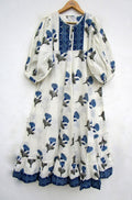 Beautiful Boota Printed Cotton Long Maxi Dress Henley Neckline With
