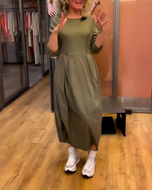 Jessica - Elegant Dress with Round Neck – Green