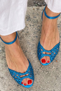Clementine – Elegant Woven Cut-Out Ankle Strap Sandals