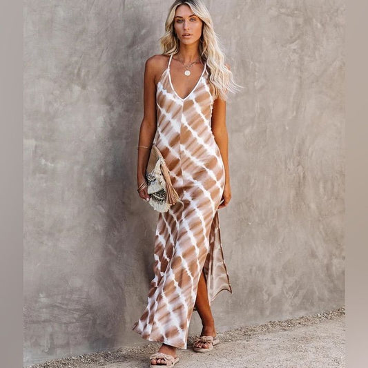 Vici Dress Vici Rue Tie Dye Knit Maxi Dress Color: Cream Tan Size: S