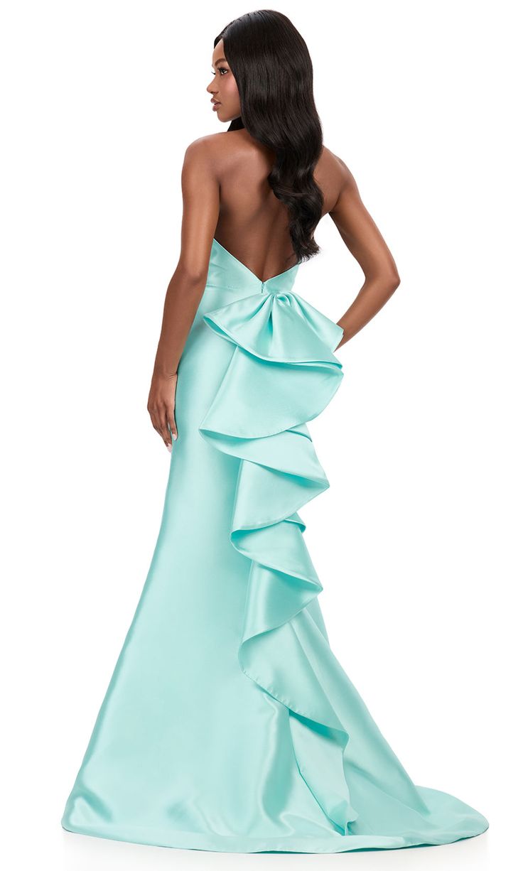Orange Ashley Lauren 12214 Mikado Halter Dress With Ruffle