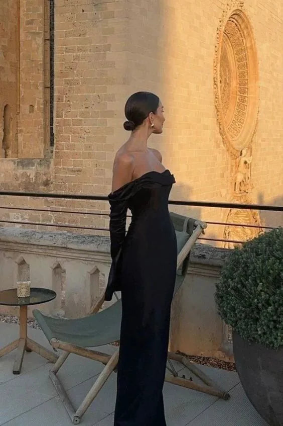 Sexy Mermaid Off The Shoulder Black Prom Dress 21th Birthday Outfit P6