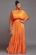 Xpluswear Design Plus Size Mother Of The Bride Orange Round Neck Short