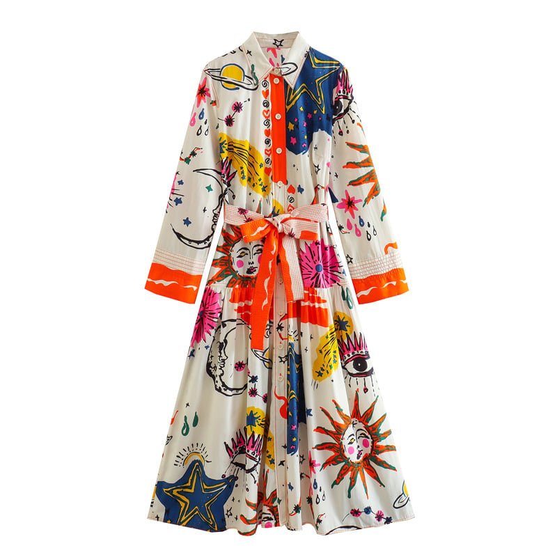 Cailin Printed Maxi Shirt Dress