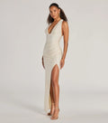 Jenn V Neck Strappy Back Slit Long Formal Dress
