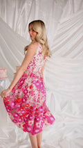 Lila Embroidered Midi Dress — Pink Floral