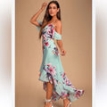 Dress Love In Bloom Blue Floral Print Off The Shoulder High Low Dress