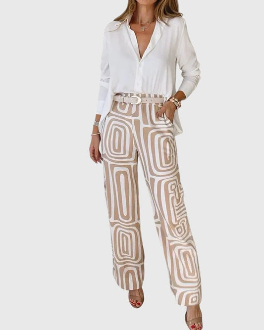 Emilia | Stylish Pants + Free Blouse & Belt Khaki
