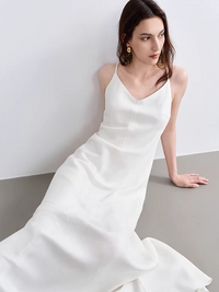 TENCEL™ Linen Blend Open-Back Waist-Defined Vacation Dress