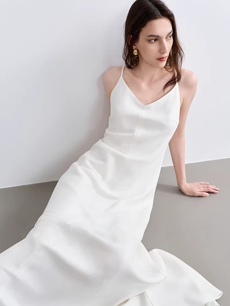 TENCEL™ Linen Blend Open-Back Waist-Defined Vacation Dress