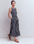 Saoirse Smock Back Dress Navy, Ivory Stripe