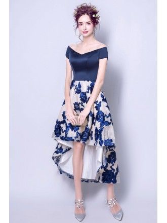 [$159.00] Stylish High Low Prom Dress Off The Shoulder With Floral