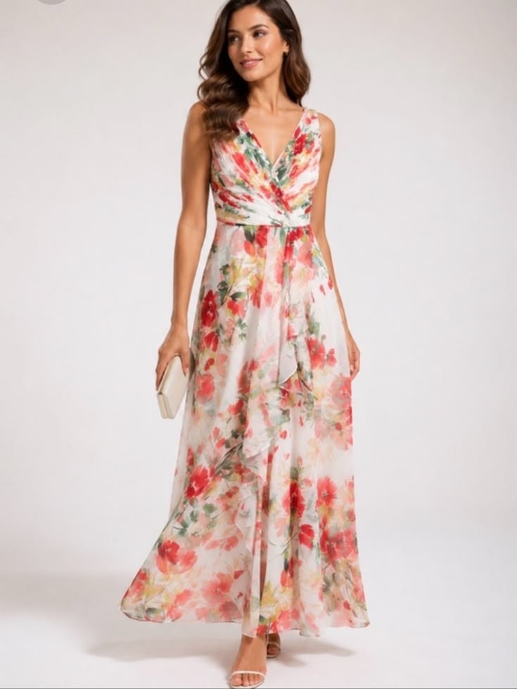 Calvin Klein Dress Nwot Calvin Klein White & Pink Garden Floral