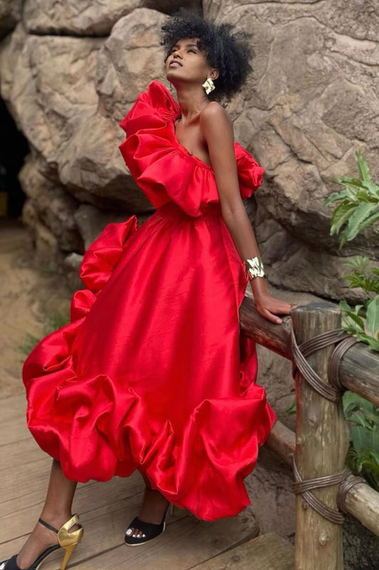 Ms Ruffle Galore Dress Red