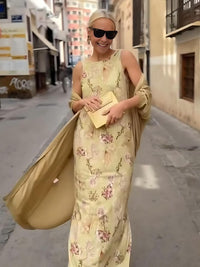 Ensemble Maxi Imprime Boheme Et Cardigan Dress