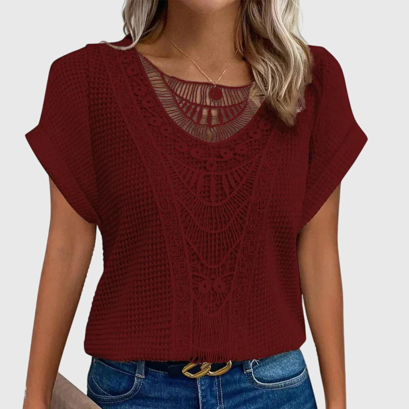 Pearl | Elegant Ibiza Style Blouse Red