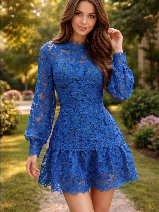 Haute Hippie Dress Haute Hippie Royal Blue Lace Mini Dress Color: Blue