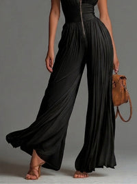 Laraine - Black Wide-leg Chiffon Jumpsuit