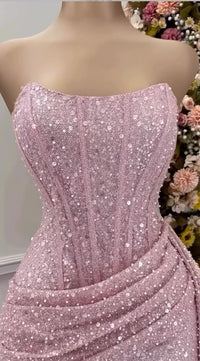 Fashion Pink Strapless Bodycon Short Prom Dress Glitter Sequin