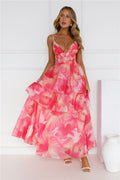 Fashionista Extraordinaire Maxi Dress Pink M Print
