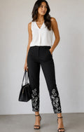Alfani Pants Womens 2 Black White Floral Ankle Slim Stretch Career