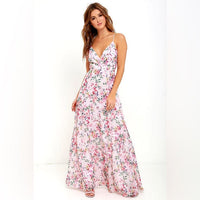 Dress Beautiful Garden Grove Taupe And Pink Floral Print Maxi Dress