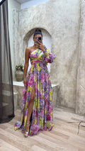 Women's Floral V Neck High Slit Elegant Maxi Dress