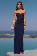 Amana Strapless Scarf Maxi Dress Navy Medium Navy