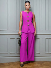 Elira Sleeveless Top and Wide-Leg Pants Set