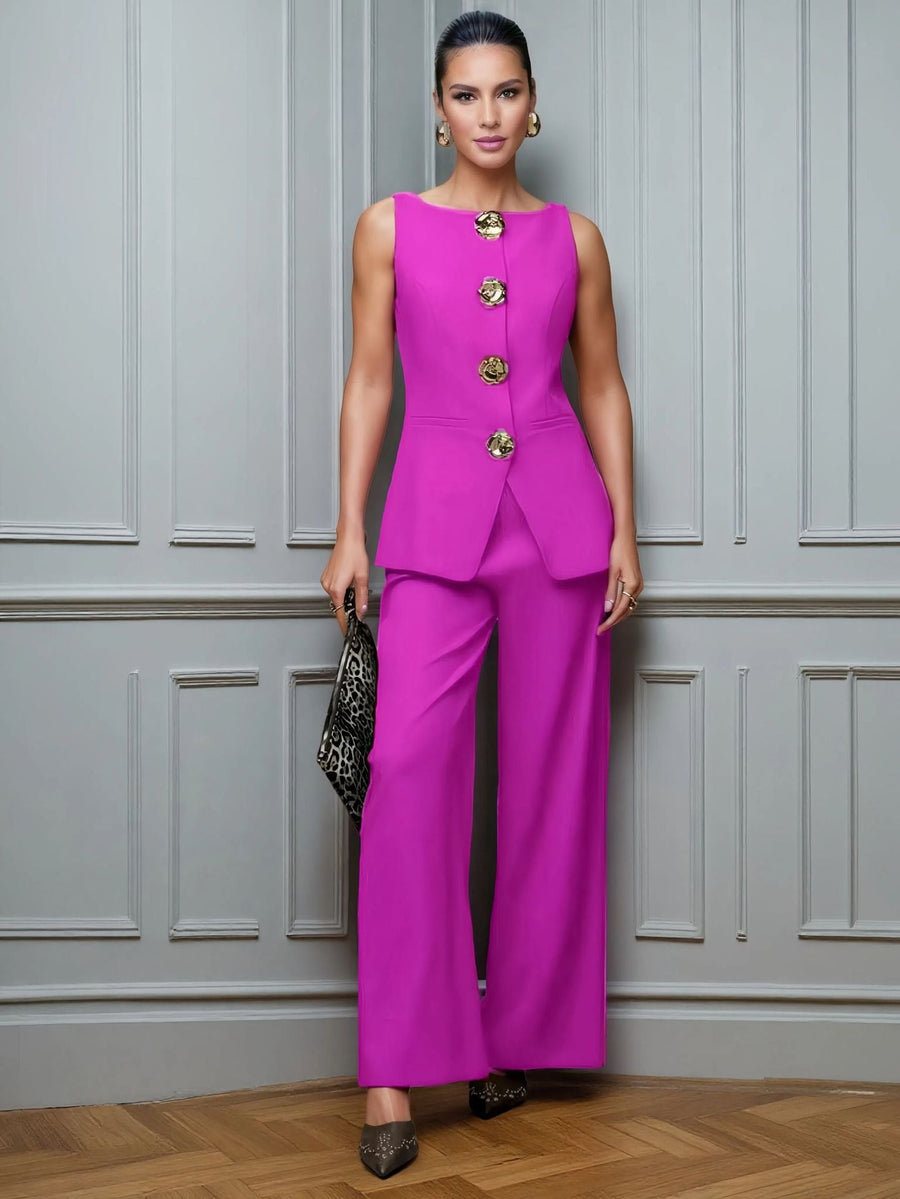 Elira Sleeveless Top and Wide-Leg Pants Set