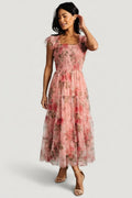 Clementine Tulle Midi Dress Pink Rose Floral 1Xl