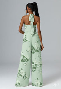 AW Semplice Jumpsuit, Dusty Rose Chiffon Crystal Satin Satin Charmeuse Stretch Satin Floor Length Halter Neckline Brides