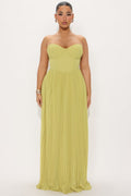 Daniella Lace Corset Pleated Maxi Dress Pink