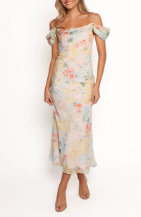 Esther Floral Cold Shoulder Midi Dress (Women)