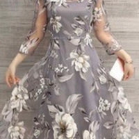 Crew Neck Dress Color: Gray Silver Size: Xxl