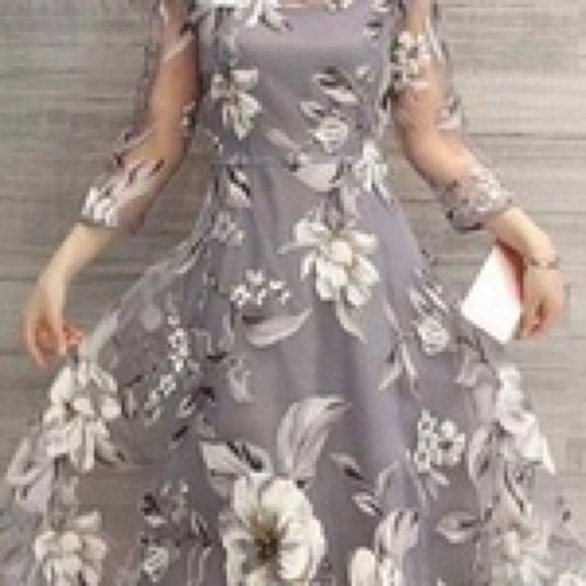 Crew Neck Dress Color: Gray Silver Size: Xxl