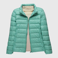 Lily - Ultra-Light Quilted Jacket Turquoise Stand-up collar