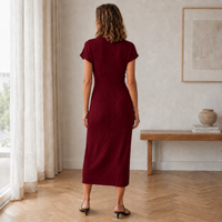 Ada - Ribbed Knotted Midi Dress