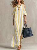 Striped Cold Shoulder Maxi Dress Dark Blue