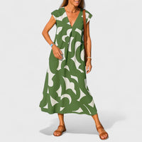 Valery | Flowing V-Neck Dress Green