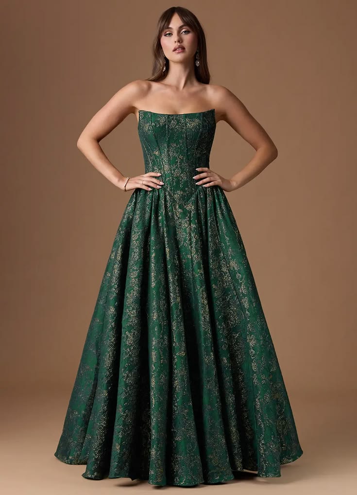 Skyla Gilded Emerald Gown
