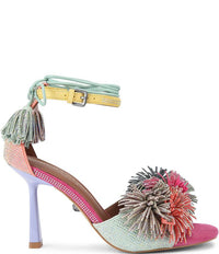 Kurt Geiger London Embellished Pom Tassel Ankle Wrap Dress Sandals