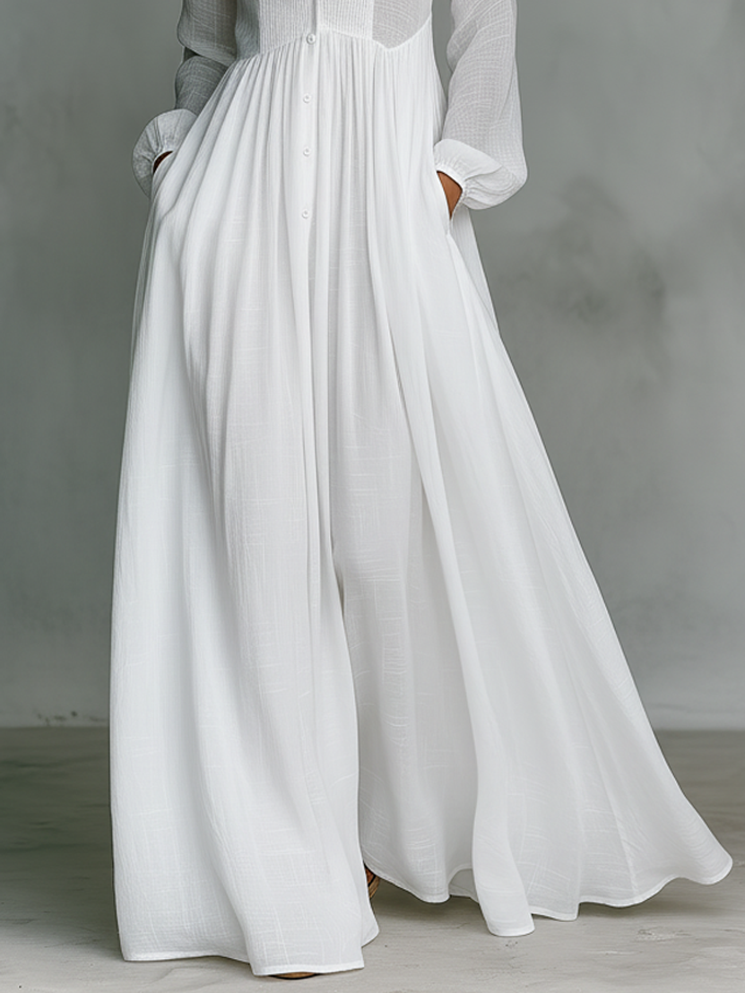 Elisse - Maxi Minimalist Cotton & Linen Dress