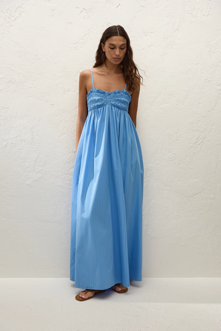Presa Maxi Dress Mico Pinstripe Azul Xxl Mico Pinstripe Azul