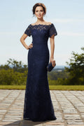 Off The Shoulder Lace Sheath Evening Gown