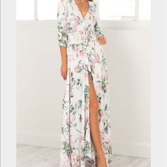 Lone Traveler Maxi Dress From Size Small Color: Silver Size: S
