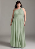 Ships Now A Line One Shoulder Floor Length Chiffon Bridesmaid Dress